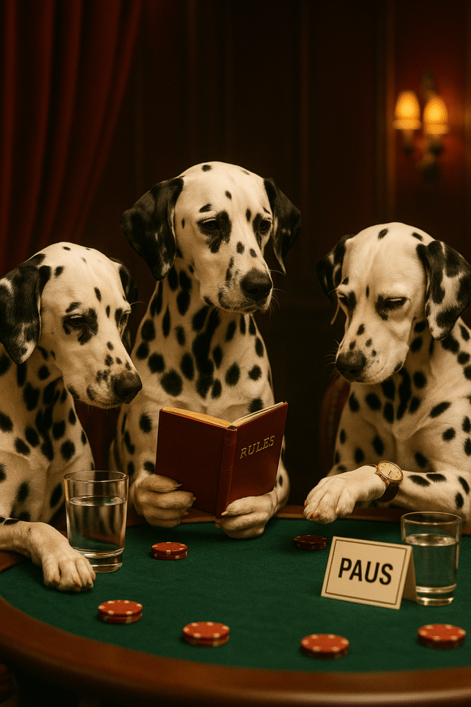Ett gäng dalmatiner som lär sig reglerna om onlinecasino