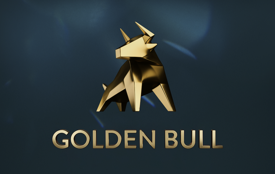 Bild på Golden Bull Casino loggan i guld och blå