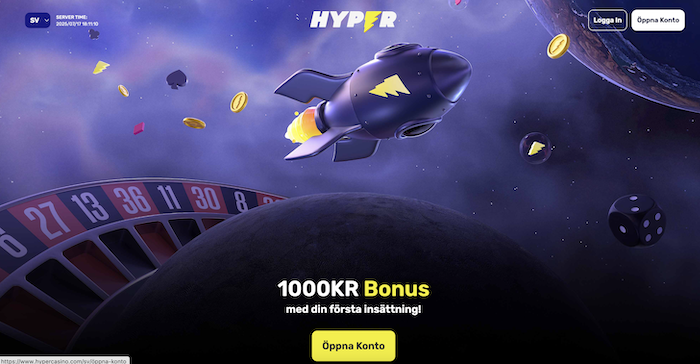 En skärmdump på Hyper casinos välkomstbonus