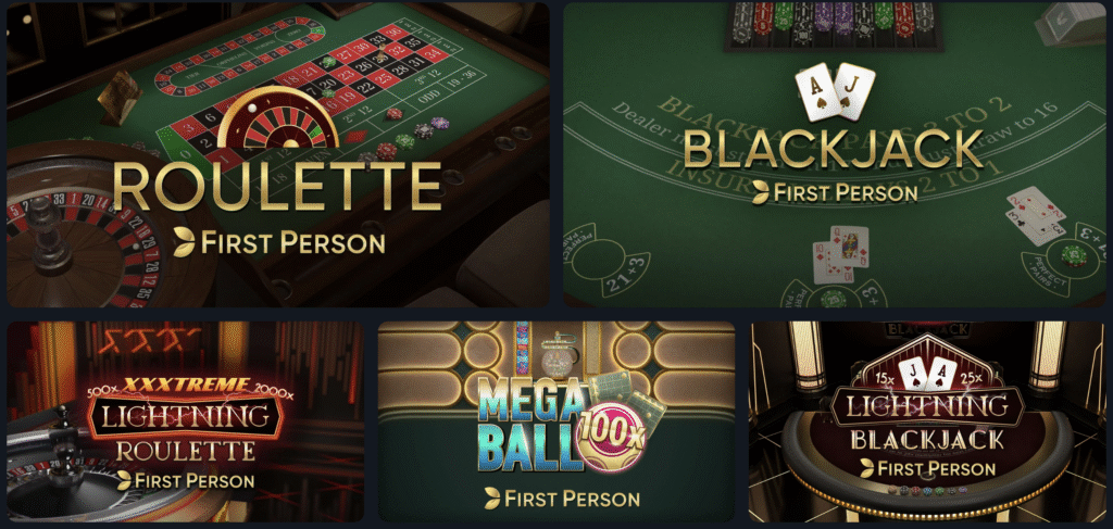 En bild på olika Livecasino spel hos Speedy Casino