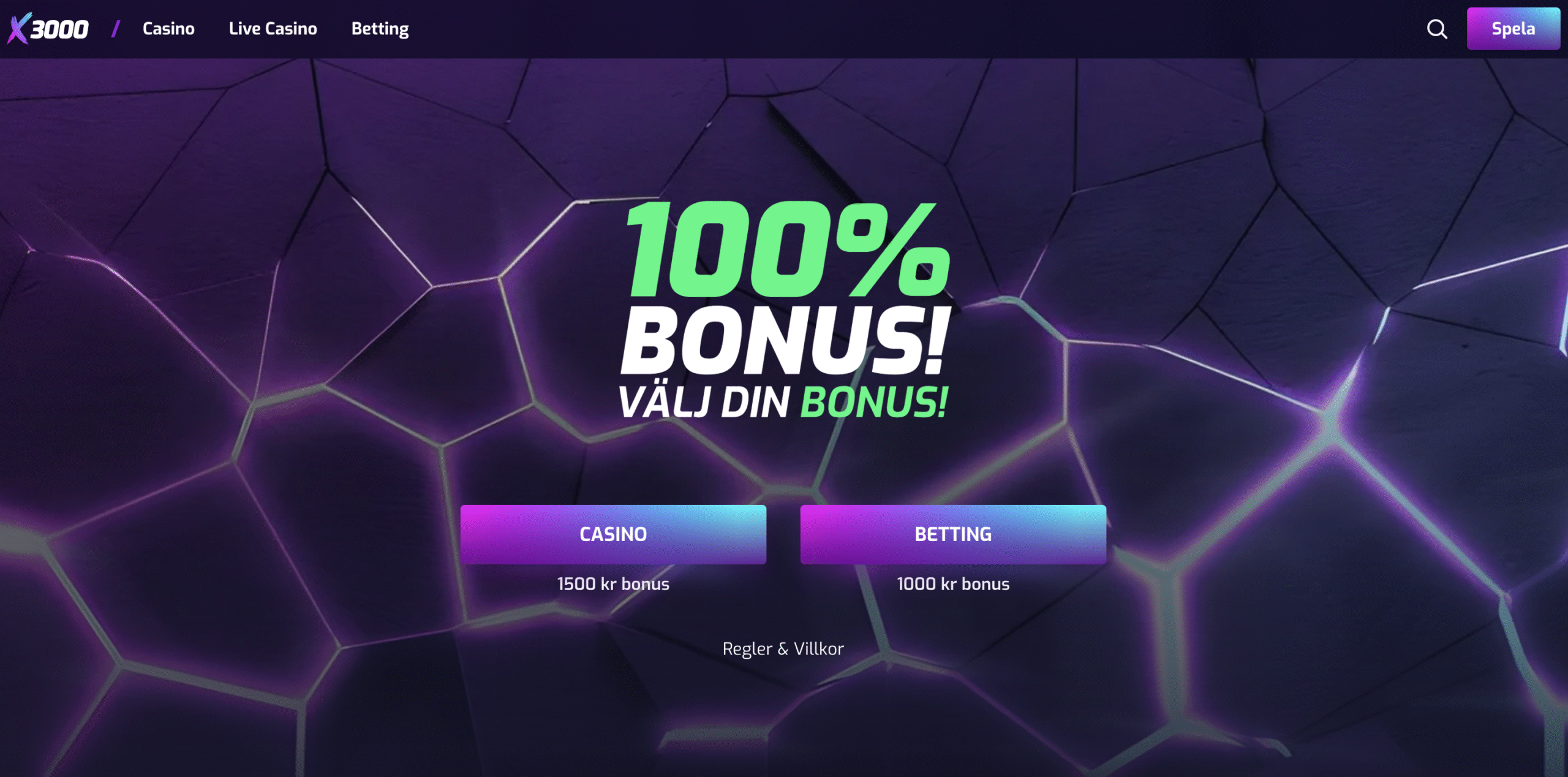 En bild på X3000 två olika välkomstbonusar.