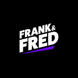 Frank & Fred emblem i svart vit och lila