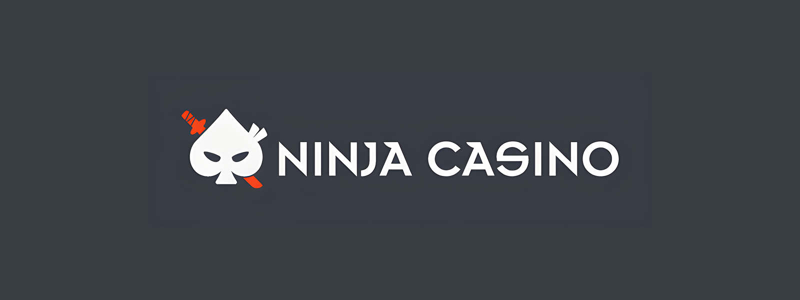 ninja casino banner i grå, vit och röd