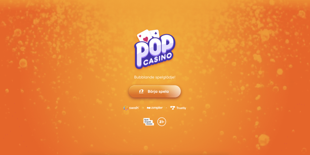 Bild på Pop Casinos välkomstsida